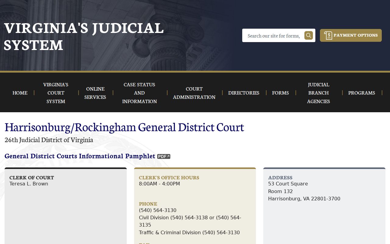 Harrisonburg City municipal warrant routing to the local General District Court
