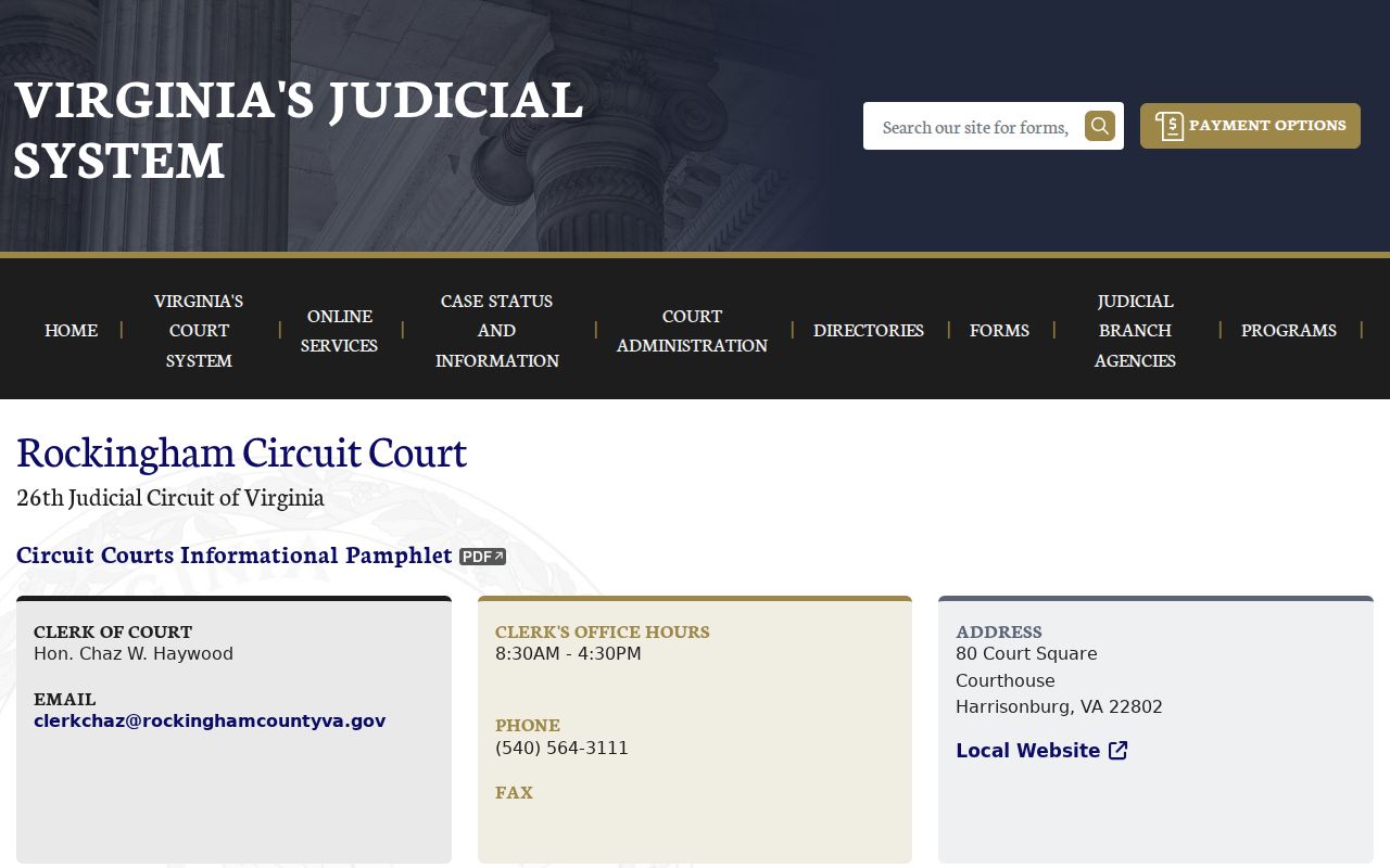 Harrisonburg warrant records court route at Rockingham Circuit Court