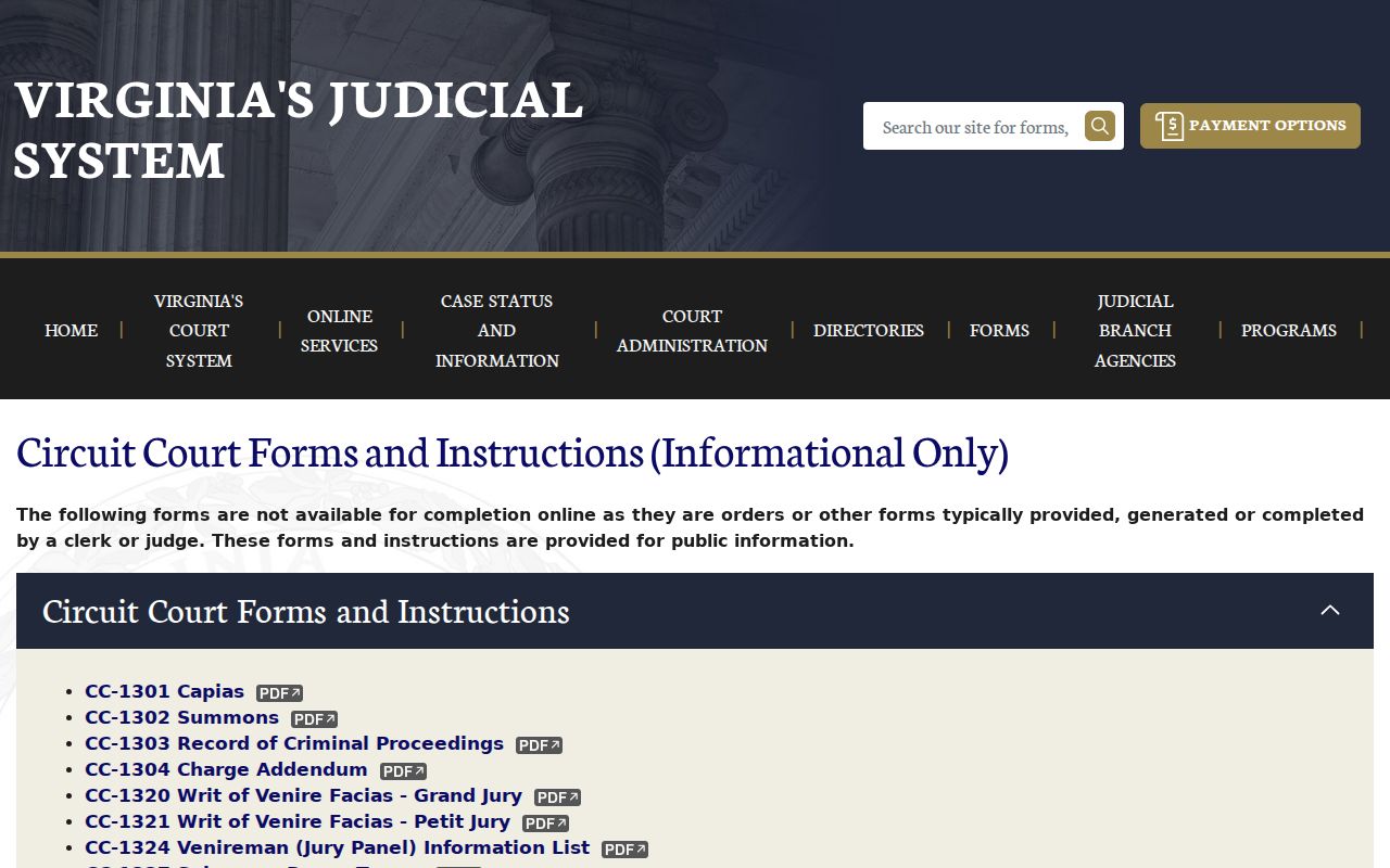 Harrisonburg City bench warrant terms on Virginia Circuit Court capias forms