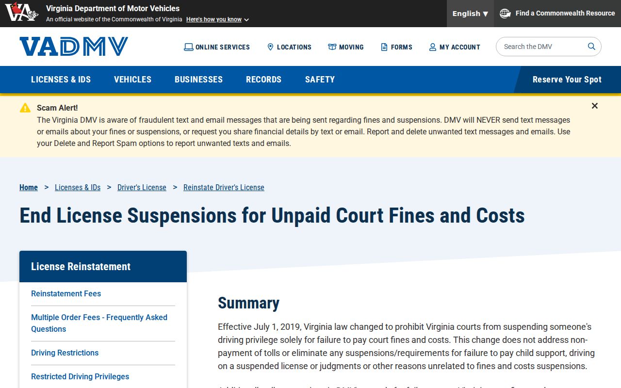 Harrisonburg City traffic warrant payment and Virginia DMV fine compliance information